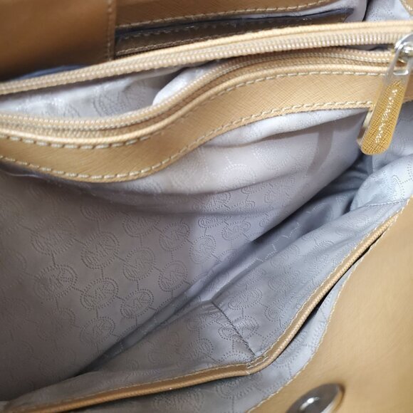 MK MICHAEL KORS Womens Hamilton Shoulder Bag Purse Leather Gold Chains Accents - Picture 8 of 12